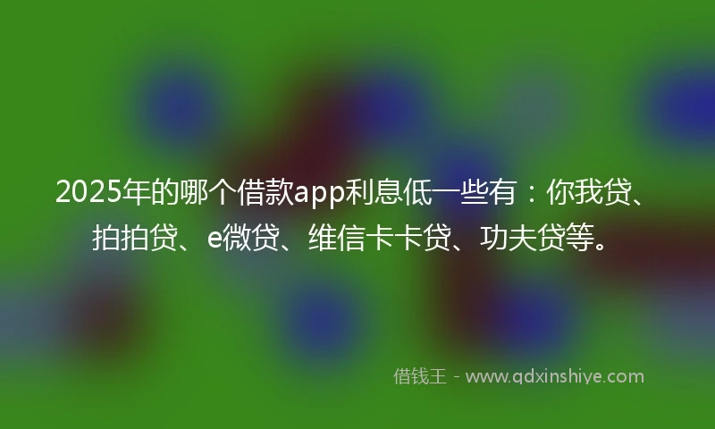 2025年的哪个借款app利息低一些有：你我贷、拍拍贷、e微贷、维信卡卡贷、功夫贷等。