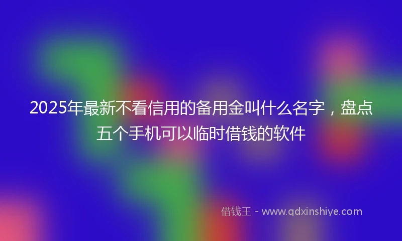 2025年最新不看信用的备用金叫什么名字，盘点五个手机可以临时借钱的软件