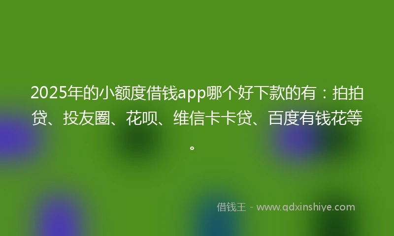 2025年的小额度借钱app哪个好下款的有：拍拍贷、投友圈、花呗、维信卡卡贷、百度有钱花等。
