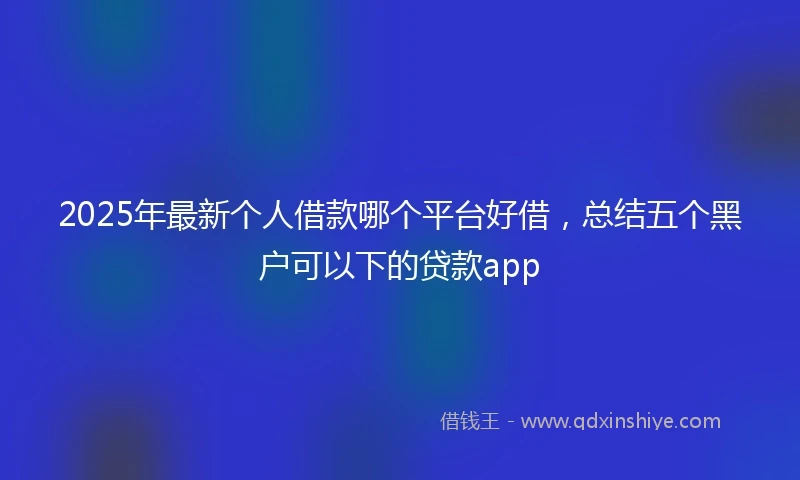 2025年最新个人借款哪个平台好借，总结五个黑户可以下的贷款app