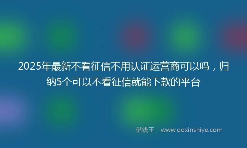 2025年最新不看征信不用认证运营商可以吗，归纳5个可以不看征信就能下款的平台
