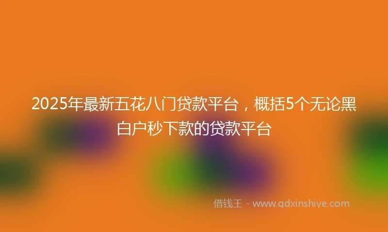2025年最新五花八门贷款平台，概括5个无论黑白户秒下款的贷款平台