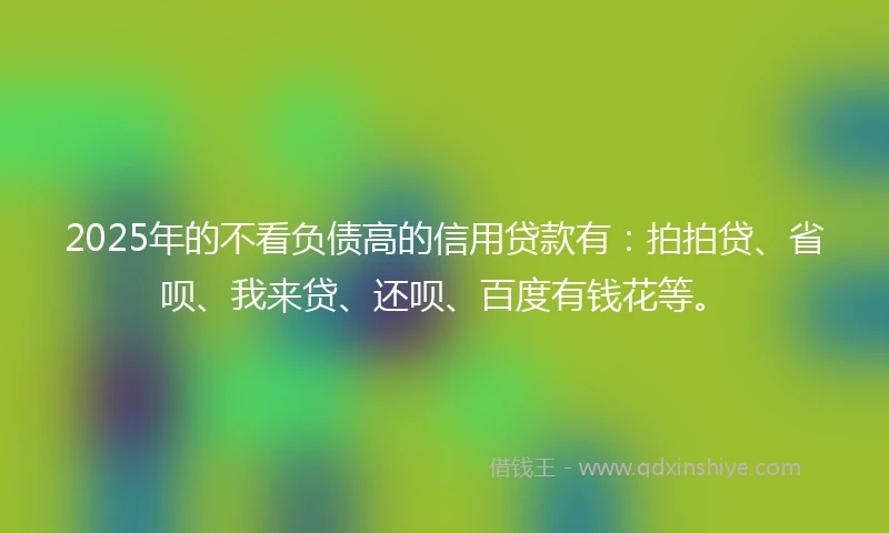 2025年的不看负债高的信用贷款有：拍拍贷、省呗、我来贷、还呗、百度有钱花等。