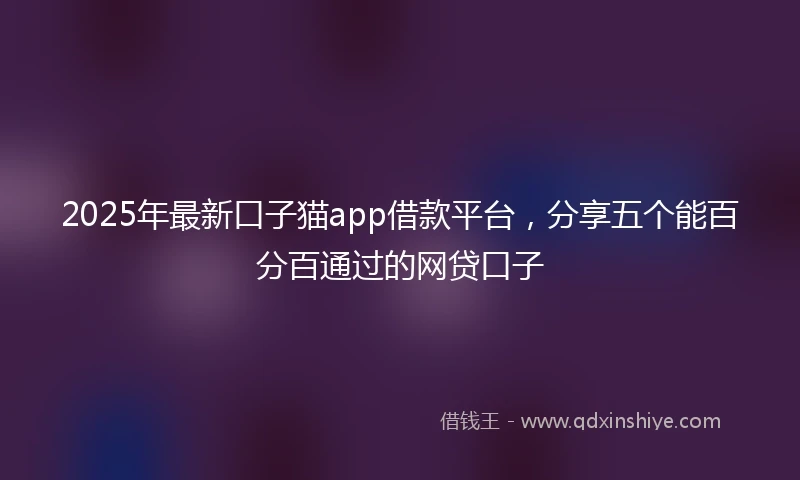 2025年最新口子猫app借款平台，分享五个能百分百通过的网贷口子