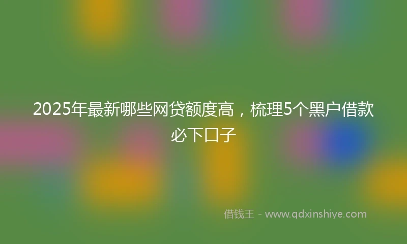 2025年最新哪些网贷额度高，梳理5个黑户借款必下口子