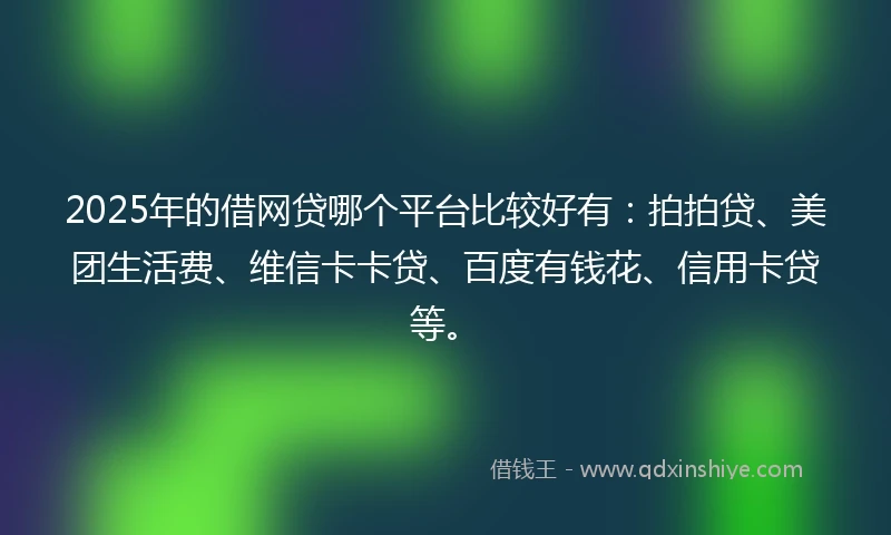 2025年的借网贷哪个平台比较好有：拍拍贷、美团生活费、维信卡卡贷、百度有钱花、信用卡贷等。