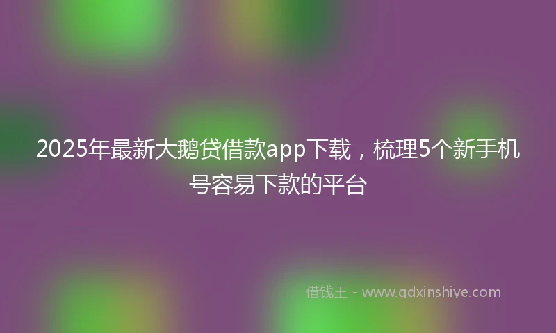2025年最新大鹅贷借款app下载，梳理5个新手机号容易下款的平台