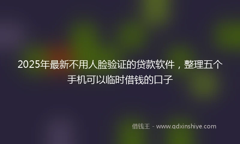 2025年最新不用人脸验证的贷款软件，整理五个手机可以临时借钱的口子