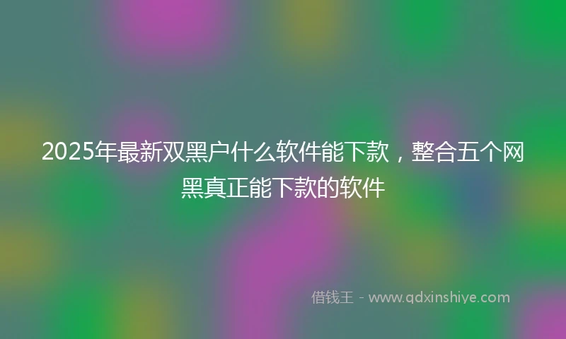 2025年最新双黑户什么软件能下款，整合五个网黑真正能下款的软件