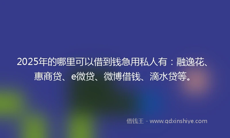 2025年的哪里可以借到钱急用私人有：融逸花、惠商贷、e微贷、微博借钱、滴水贷等。