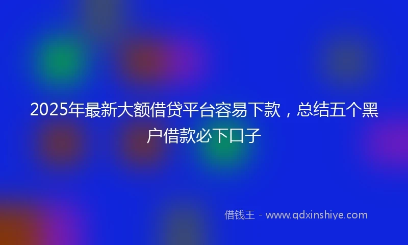 2025年最新大额借贷平台容易下款，总结五个黑户借款必下口子