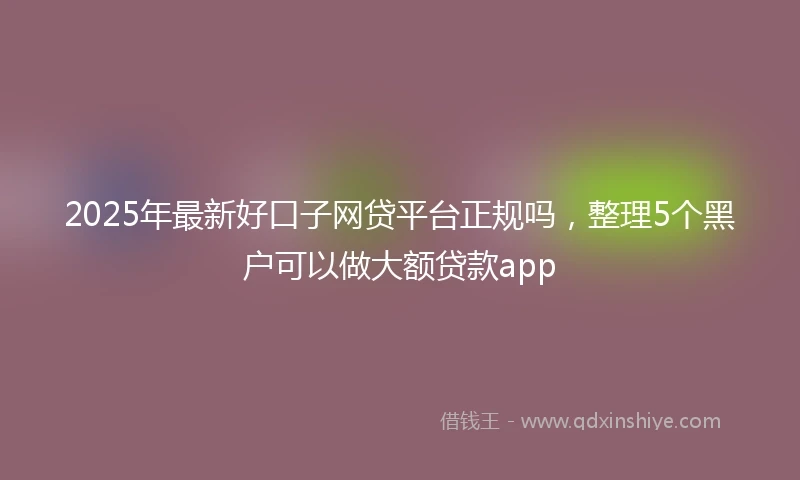 2025年最新好口子网贷平台正规吗，整理5个黑户可以做大额贷款app