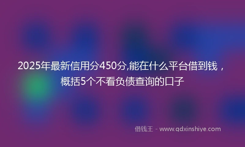 2025年最新信用分450分,能在什么平台借到钱，概括5个不看负债查询的口子