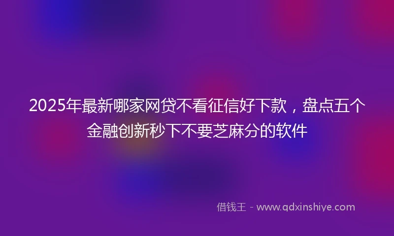 2025年最新哪家网贷不看征信好下款，盘点五个金融创新秒下不要芝麻分的软件