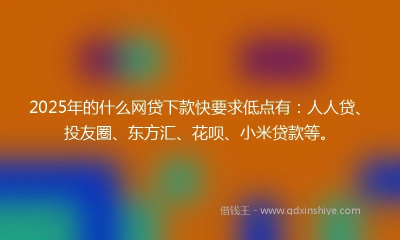 2025年的什么网贷下款快要求低点有：人人贷、投友圈、东方汇、花呗、小米贷款等。