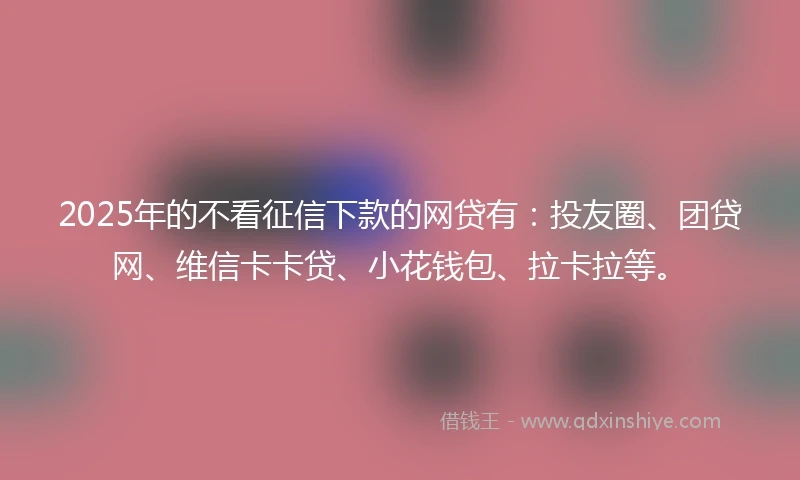 2025年的不看征信下款的网贷有：投友圈、团贷网、维信卡卡贷、小花钱包、拉卡拉等。