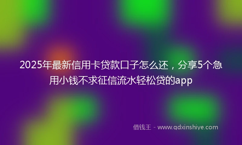 2025年最新信用卡贷款口子怎么还，分享5个急用小钱不求征信流水轻松贷的app