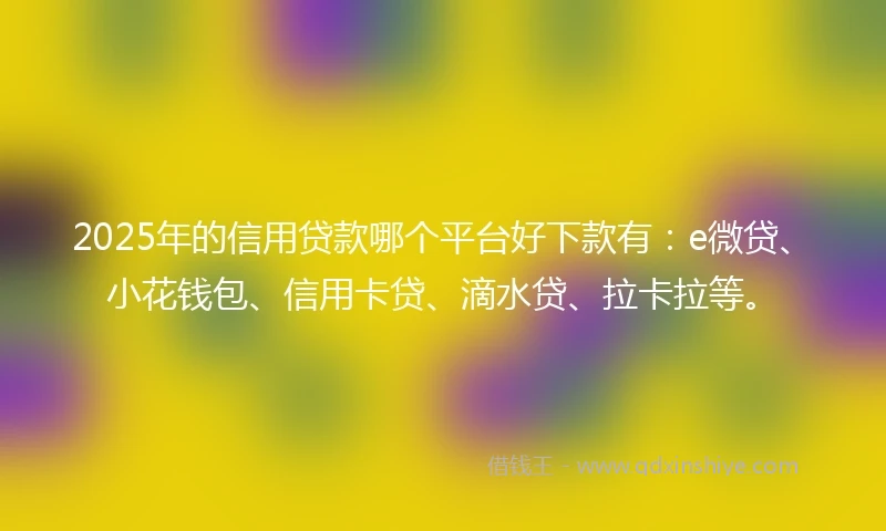 2025年的信用贷款哪个平台好下款有：e微贷、小花钱包、信用卡贷、滴水贷、拉卡拉等。