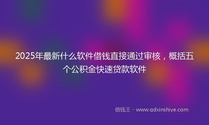 2025年最新什么软件借钱直接通过审核，概括五个公积金快速贷款软件