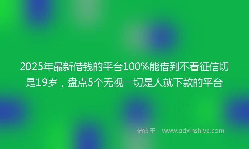 2025年最新借钱的平台100%能借到不看征信切是19岁，盘点5个无视一切是人就下款的平台