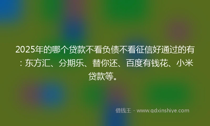 2025年的哪个贷款不看负债不看征信好通过的有：东方汇、分期乐、替你还、百度有钱花、小米贷款等。