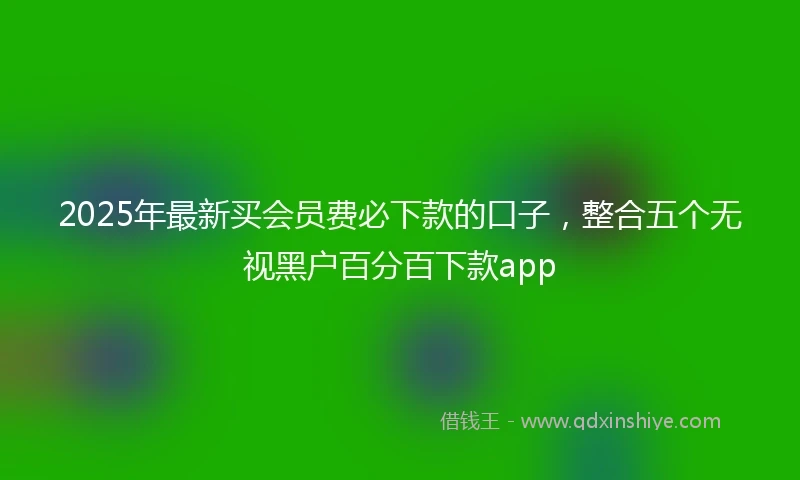 2025年最新买会员费必下款的口子，整合五个无视黑户百分百下款app