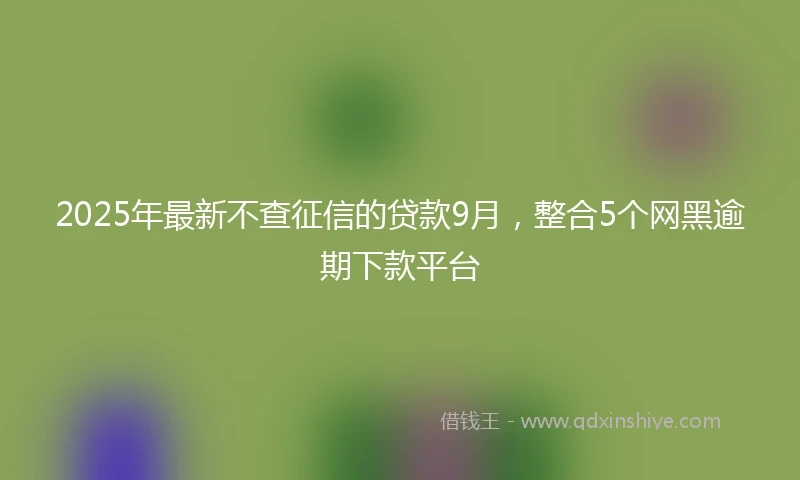 2025年最新不查征信的贷款9月，整合5个网黑逾期下款平台