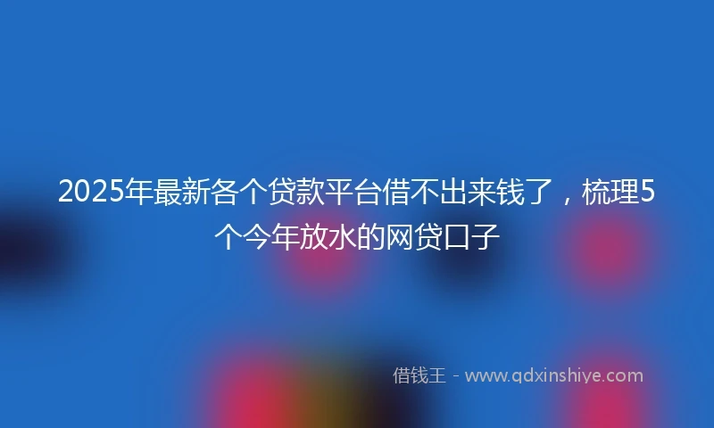 2025年最新各个贷款平台借不出来钱了，梳理5个今年放水的网贷口子