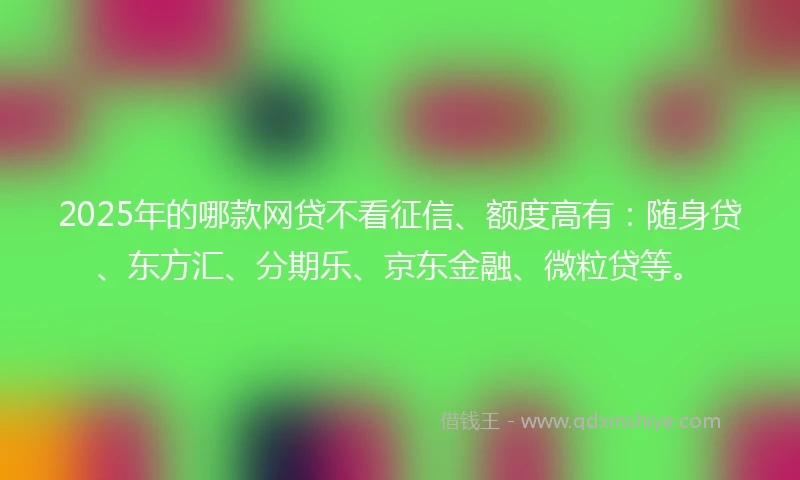 2025年的哪款网贷不看征信、额度高有：随身贷、东方汇、分期乐、京东金融、微粒贷等。