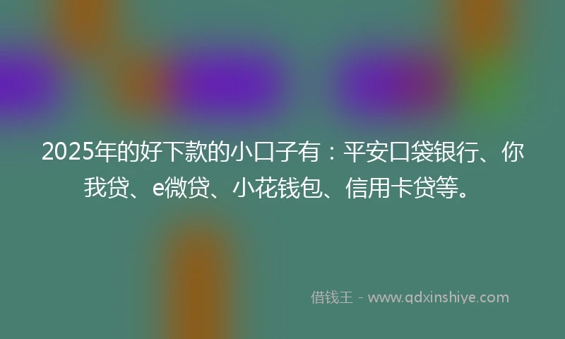 2025年的好下款的小口子有：平安口袋银行、你我贷、e微贷、小花钱包、信用卡贷等。