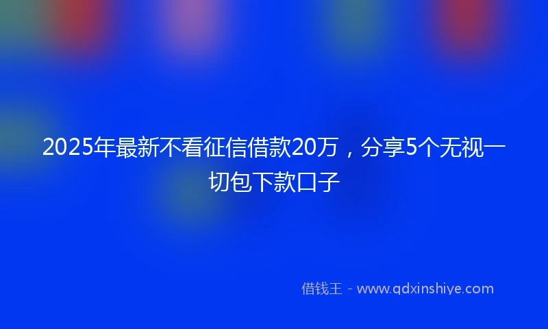 2025年最新不看征信借款20万，分享5个无视一切包下款口子