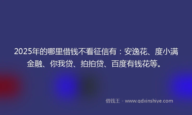 2025年的哪里借钱不看征信有：安逸花、度小满金融、你我贷、拍拍贷、百度有钱花等。