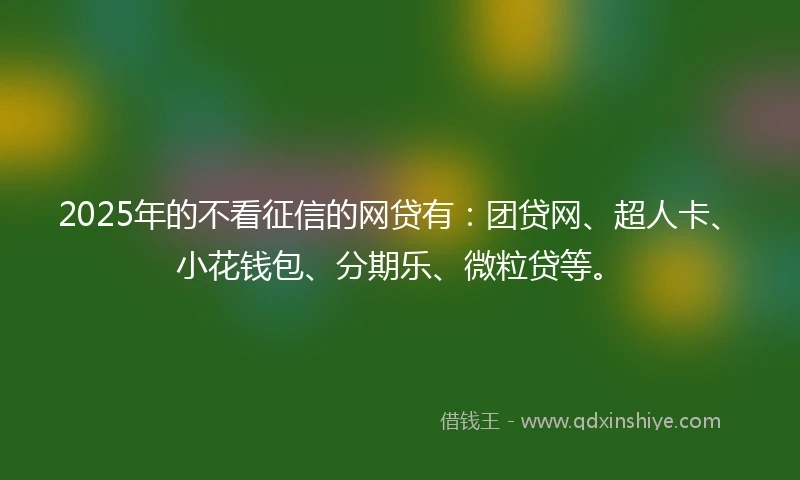 2025年的不看征信的网贷有：团贷网、超人卡、小花钱包、分期乐、微粒贷等。