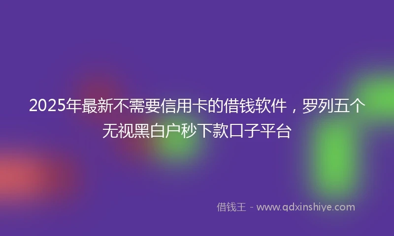 2025年最新不需要信用卡的借钱软件，罗列五个无视黑白户秒下款口子平台
