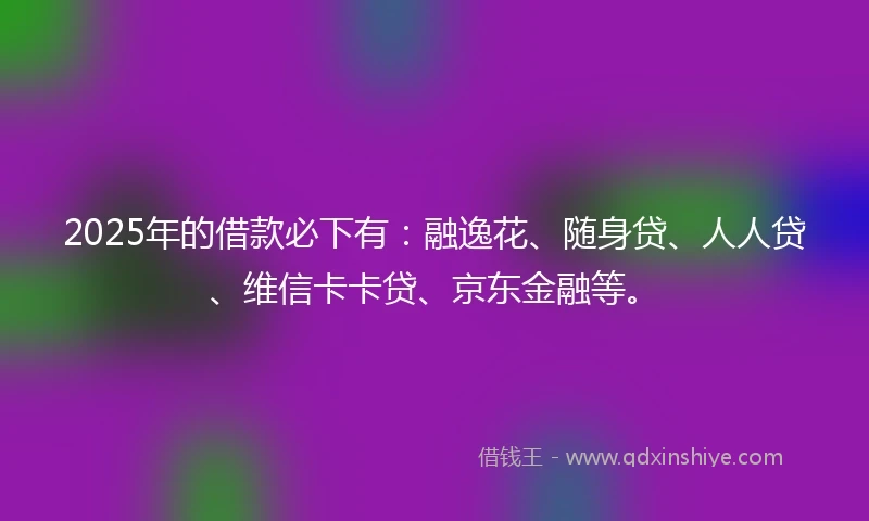 2025年的借款必下有：融逸花、随身贷、人人贷、维信卡卡贷、京东金融等。