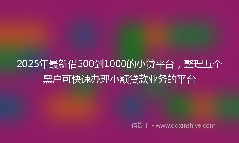 2025年最新借500到1000的小贷平台，整理五个黑户可快速办理小额贷款业务的平台