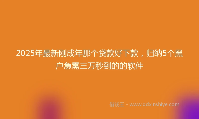2025年最新刚成年那个贷款好下款，归纳5个黑户急需三万秒到的的软件