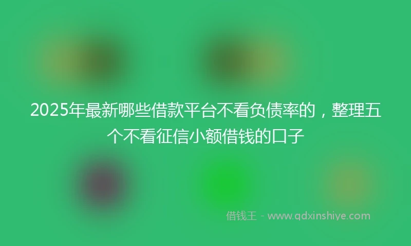 2025年最新哪些借款平台不看负债率的，整理五个不看征信小额借钱的口子