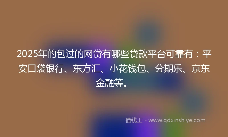2025年的包过的网贷有哪些贷款平台可靠有：平安口袋银行、东方汇、小花钱包、分期乐、京东金融等。