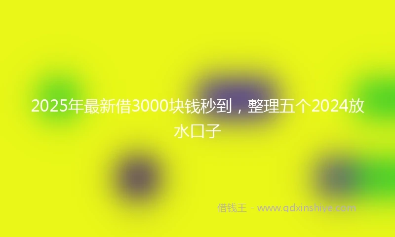2025年最新借3000块钱秒到，整理五个2024放水口子