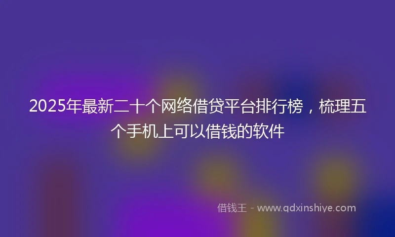 2025年最新二十个网络借贷平台排行榜，梳理五个手机上可以借钱的软件