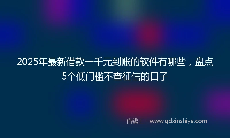 2025年最新借款一千元到账的软件有哪些，盘点5个低门槛不查征信的口子