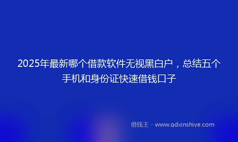2025年最新哪个借款软件无视黑白户，总结五个手机和身份证快速借钱口子