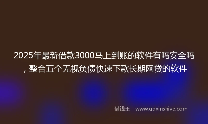 2025年最新借款3000马上到账的软件有吗安全吗，整合五个无视负债快速下款长期网贷的软件