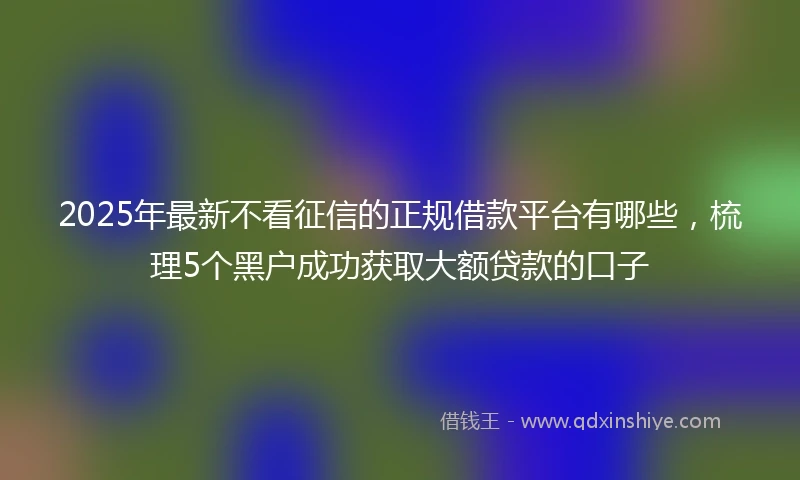 2025年最新不看征信的正规借款平台有哪些，梳理5个黑户成功获取大额贷款的口子