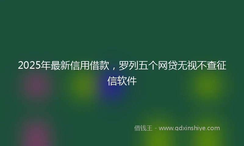 2025年最新信用借款，罗列五个网贷无视不查征信软件