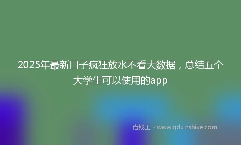 2025年最新口子疯狂放水不看大数据，总结五个大学生可以使用的app