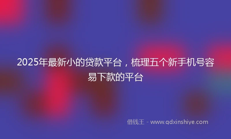 2025年最新小的贷款平台，梳理五个新手机号容易下款的平台