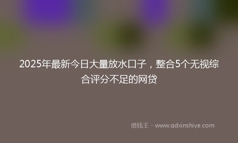 2025年最新今日大量放水口子，整合5个无视综合评分不足的网贷