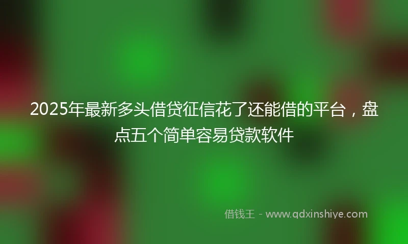 2025年最新多头借贷征信花了还能借的平台,盘点五个简单容易贷款软件